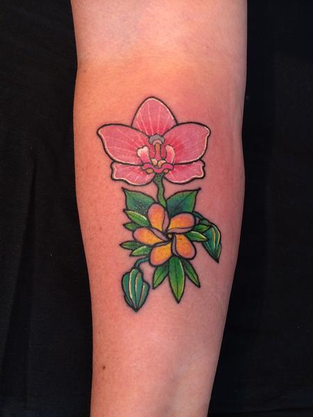 Tattoos - Orchid boxing Plumeria - 94064